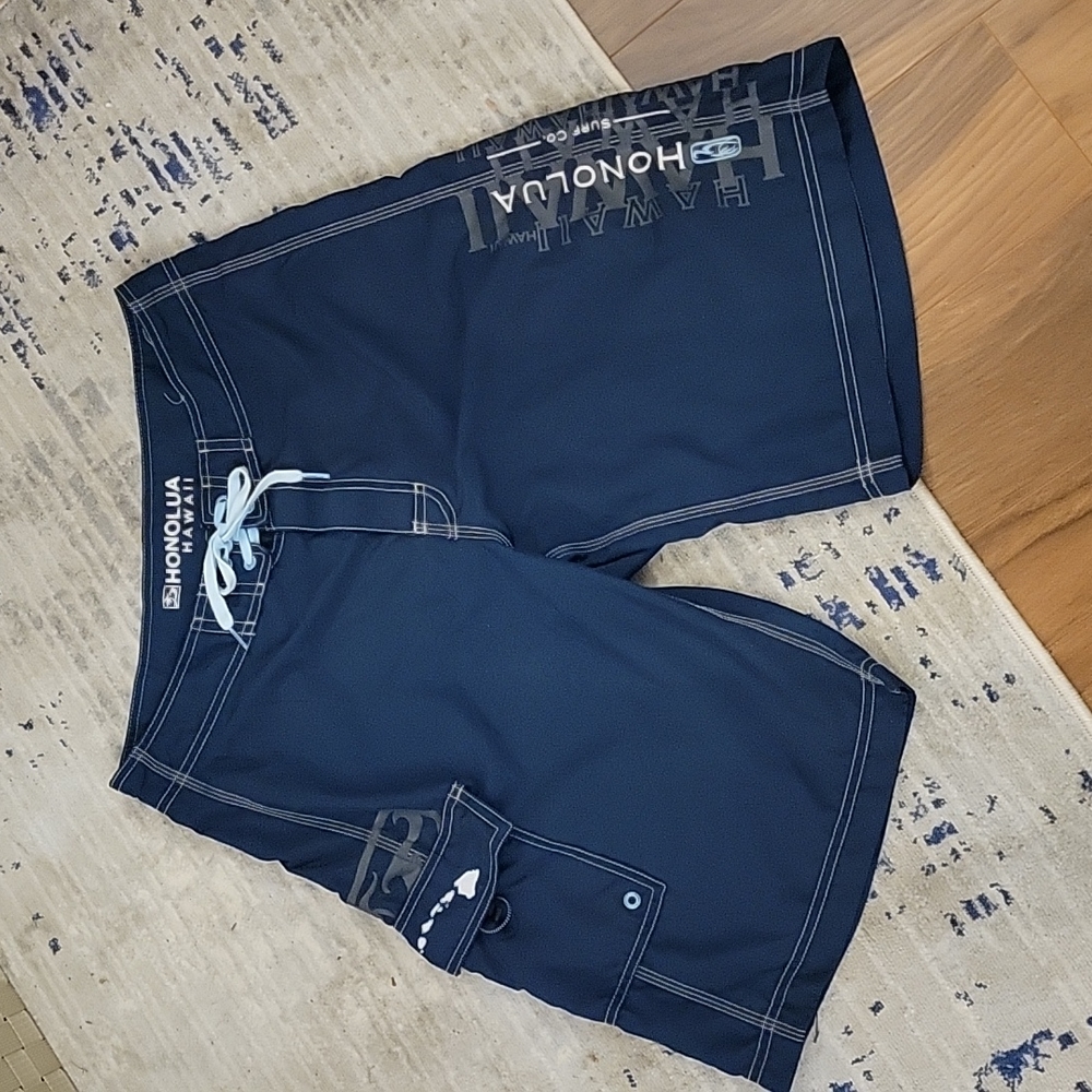 Honolua Board Shorts, Size 32, Navy Blue, EUC